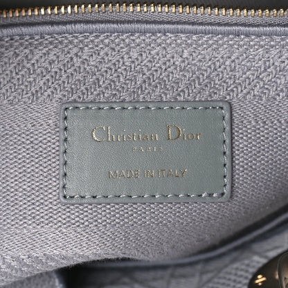 Christian Dior Canvas Embroidered Cannage Medium Lady D-Lite Gray Grey 5 of 7