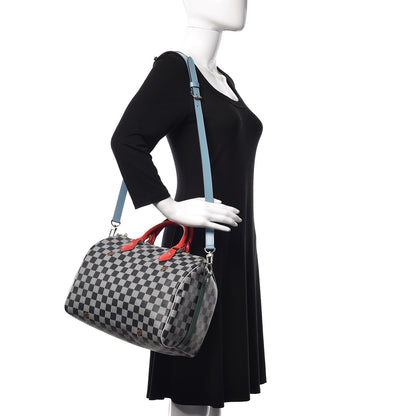 Louis Vuitton Damier Speedy Bandouliere 30 Black White 2 of 9