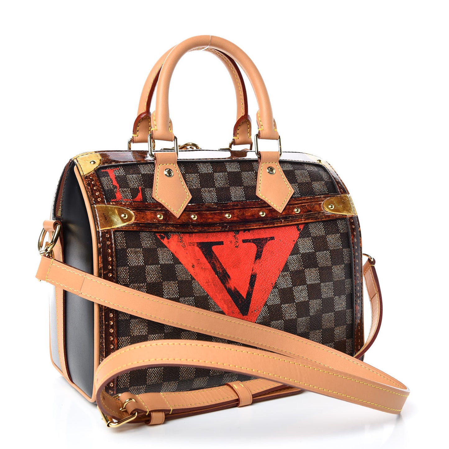 Transformed Damier Ebene Time Trunk Speedy Bandouliere 25 Black