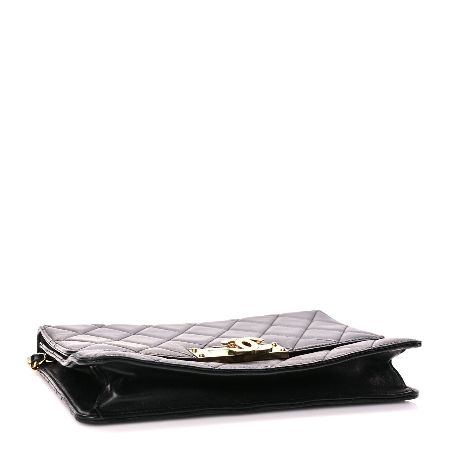 Lambskin Quilted Large Golden Class Flap Black