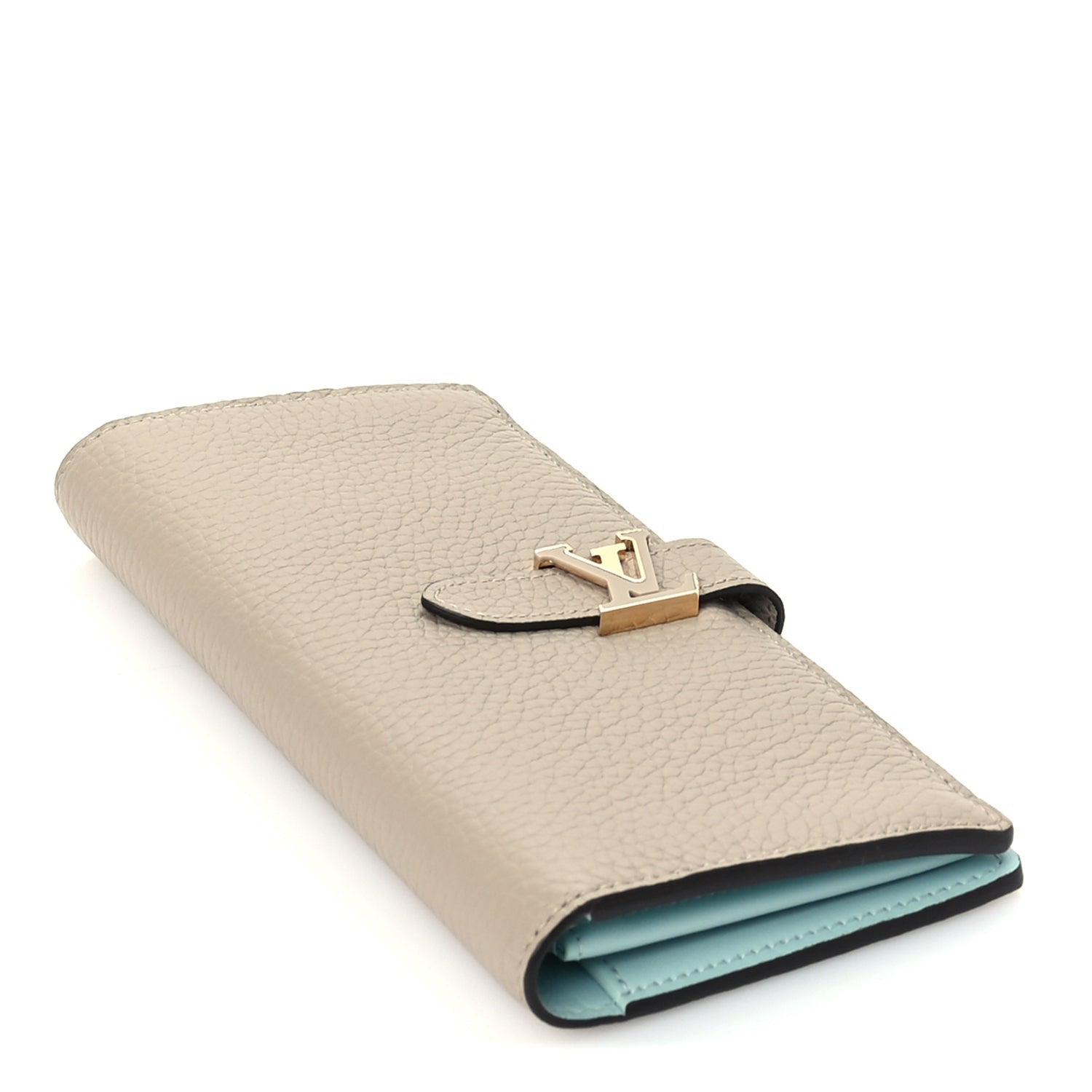Louis Vuitton Taurillon LV Vertical Capucines Wallet Galet Aquamarine 4 of 7