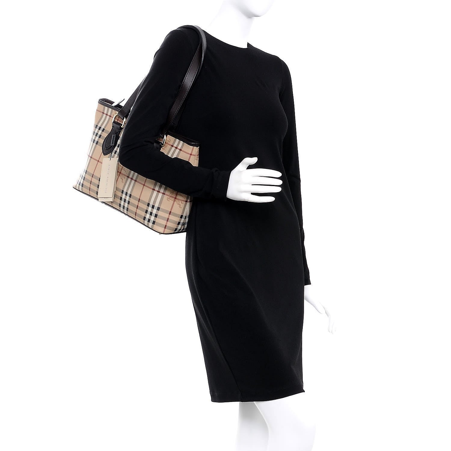 Burberry Haymarket Check Medium Regent Tote Chocolate 2 of 9