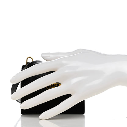 Prada Saffiano Triangle Card Holder On Strap Black 2 of 8