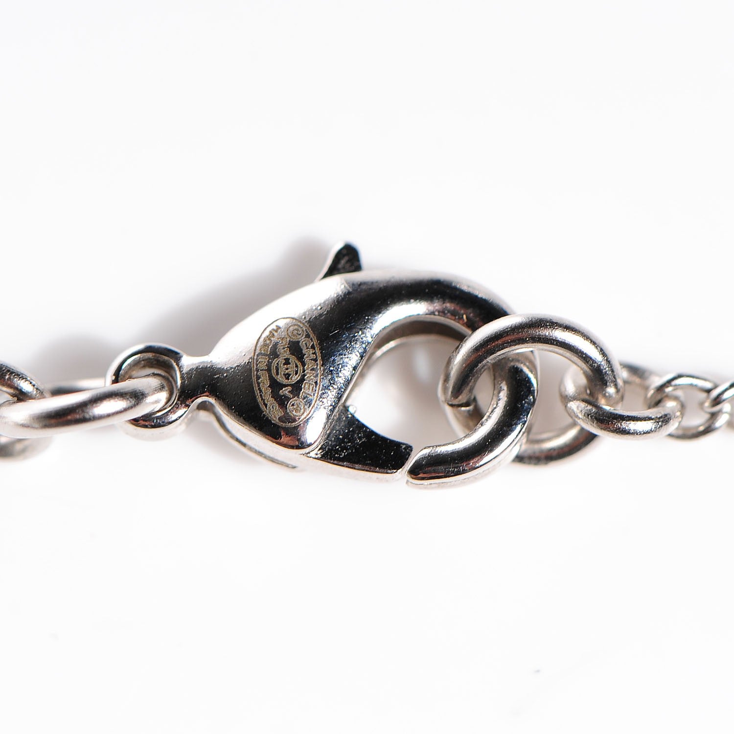 Chanel Crystal CC Timeless Necklace Silver 4 of 5