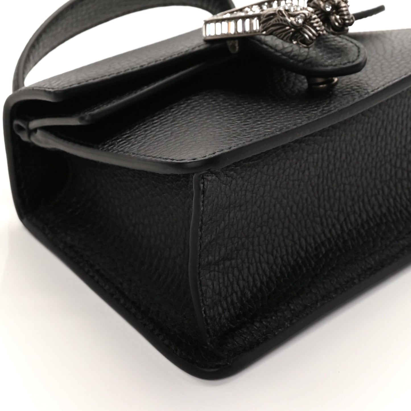 Dollar Calfskin Crystal Mini Dionysus Top Handle Bag Black Crystal