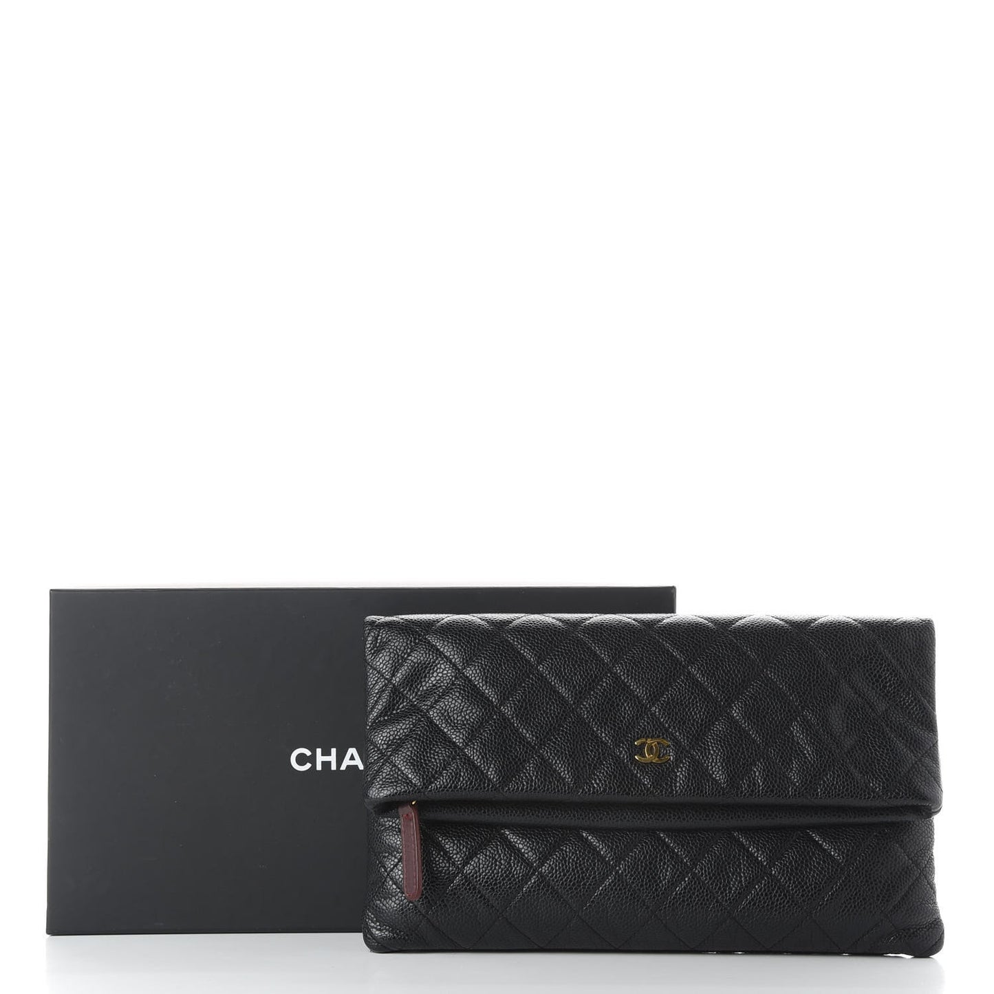 Caviar Quilted CC Beauty Clutch Black
