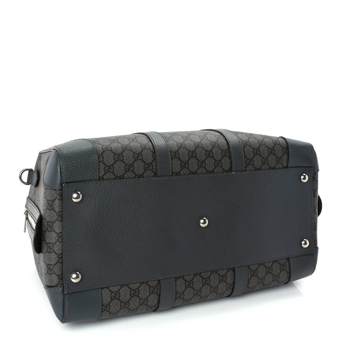 GG Supreme Monogram Textured Dollar Calfskin Medium Savoy Duffle Bag  Grey Black Graphite Grey