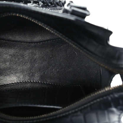 Balenciaga Semi Shiny Calfskin Crocodile Embossed Neo Classic Black Hardware Mini City Black 4 of 8