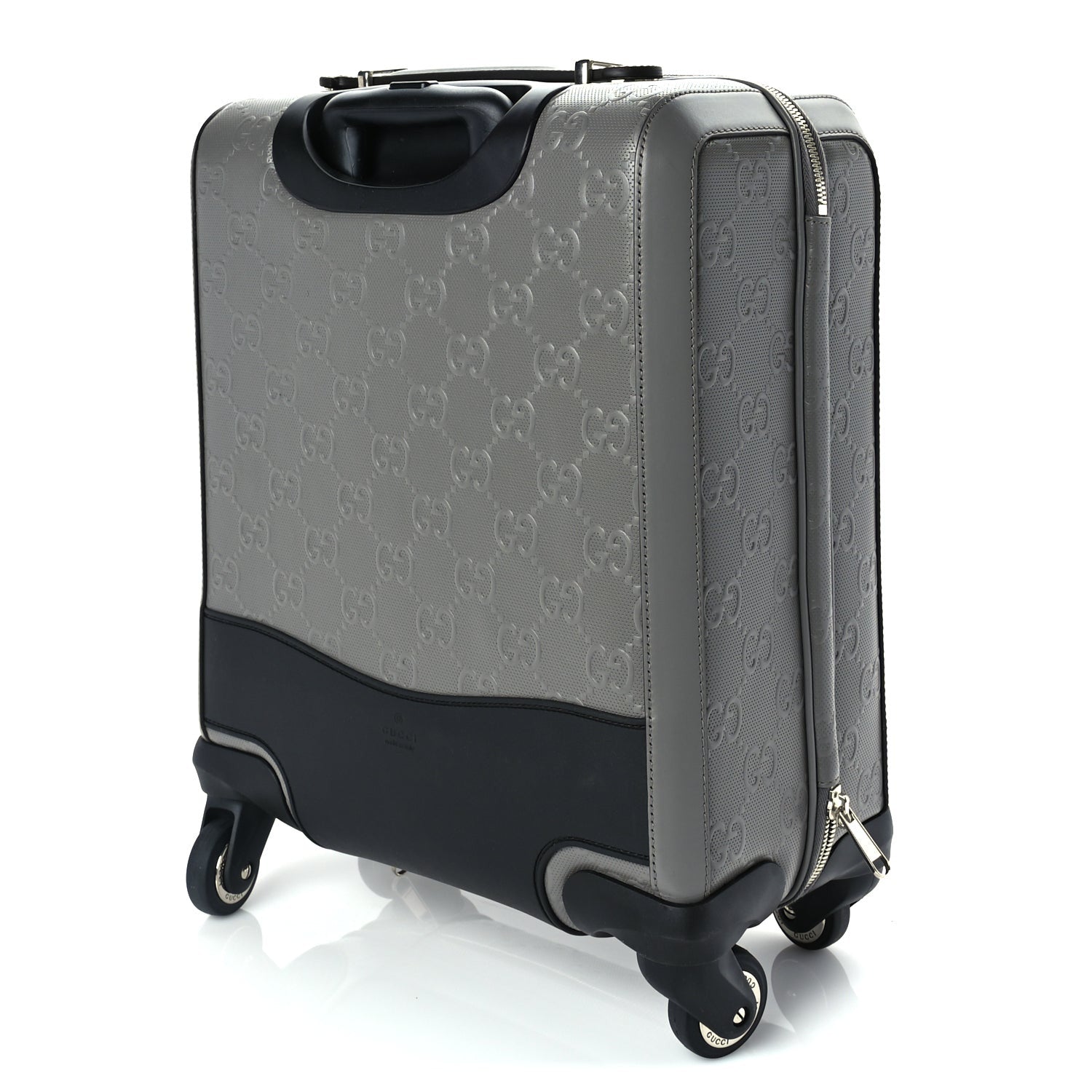 Gucci Monogram Jumbo GG Textured Dollar Calfskin Small Carry On Trolley Grey 2 of 8
