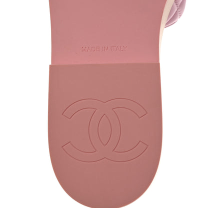 Chanel Lambskin Quilted CC Slip On Platform Sandals 40 Pink 8 of 9