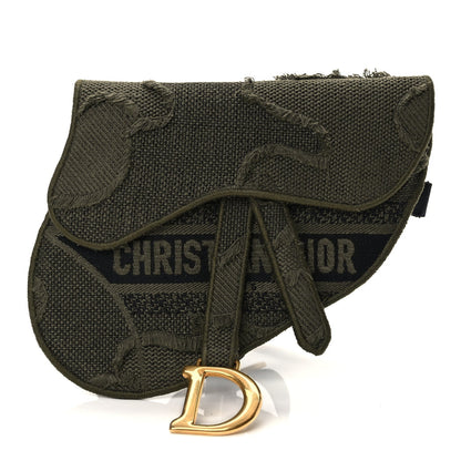 Christian Dior Canvas Embroidered Camouflage Saddle Belt Bag Green 1 of 9