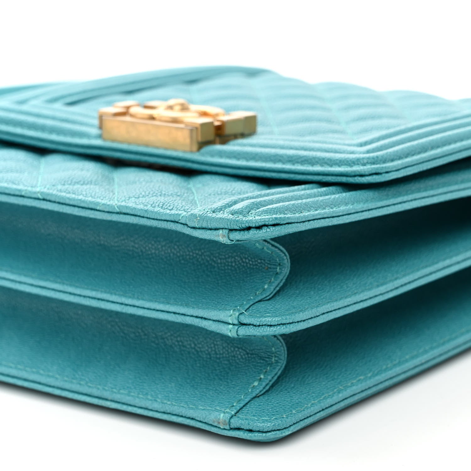 Chanel Caviar Quilted North South Boy Flap Turquoise 9 of 11