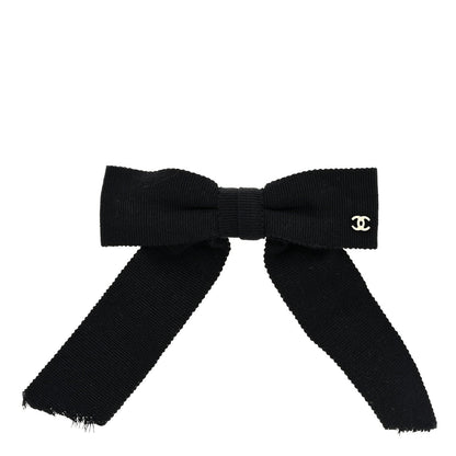 Chanel Grosgrain Bow CC Hair Clip Black 1 of 3