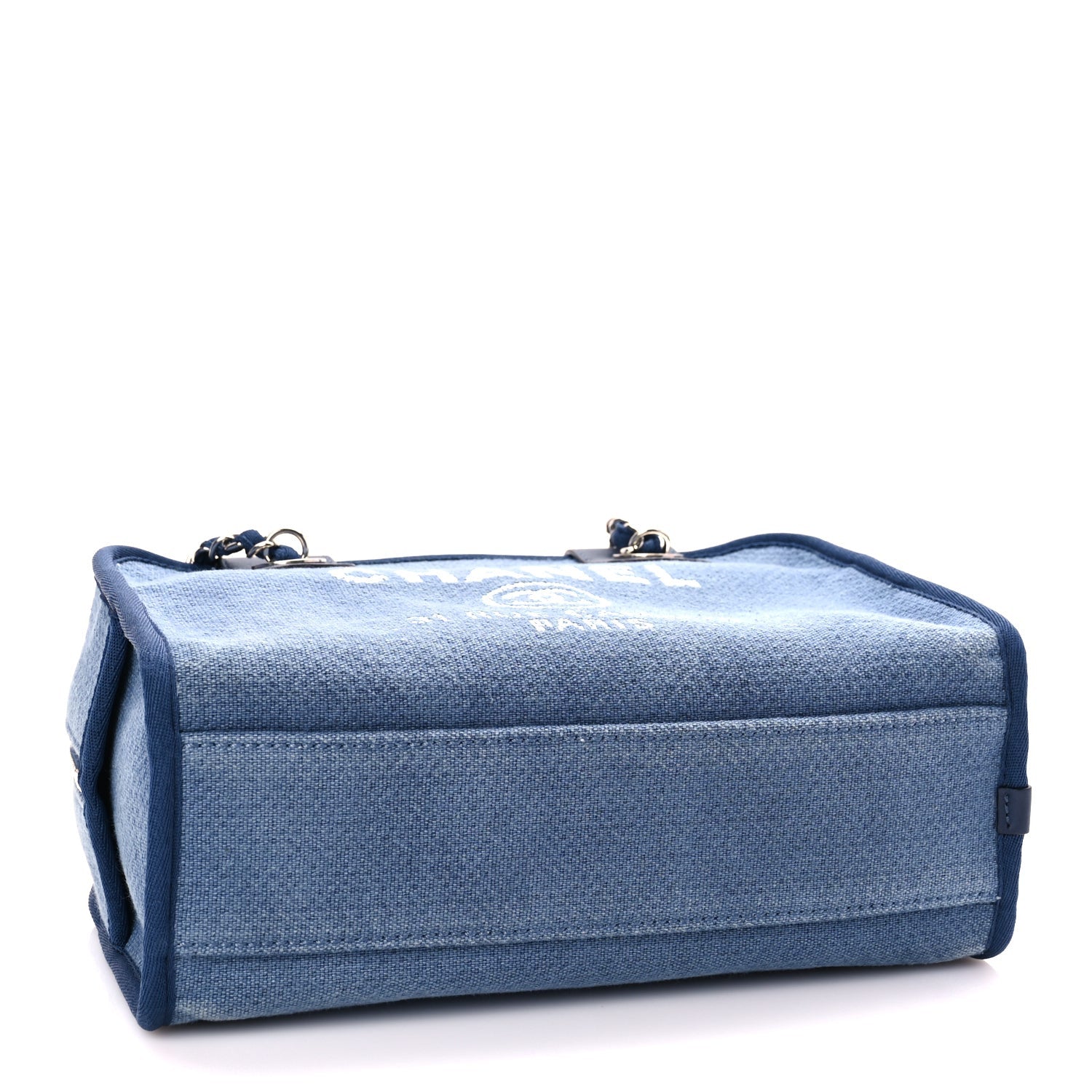 Chanel Canvas Deauville Small Bowling Bag Blue 3 of 10