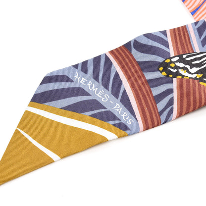Hermes Silk Jaguar Quetzal Twilly Bleu Roy Brun Saum 4 of 4