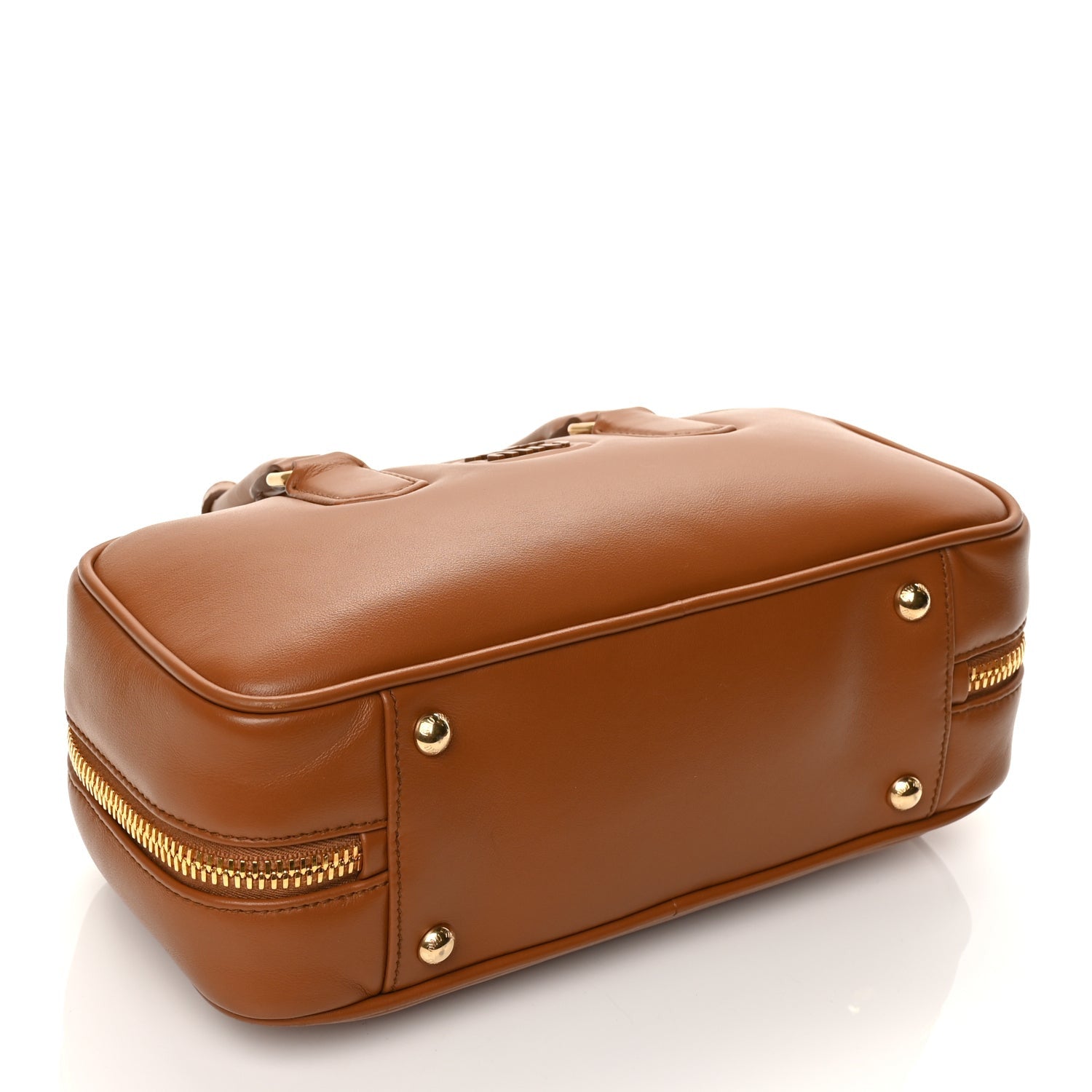 Miu Miu Calfskin Large Arcadie Top Handle Bag Cognac Cognac 3 of 9