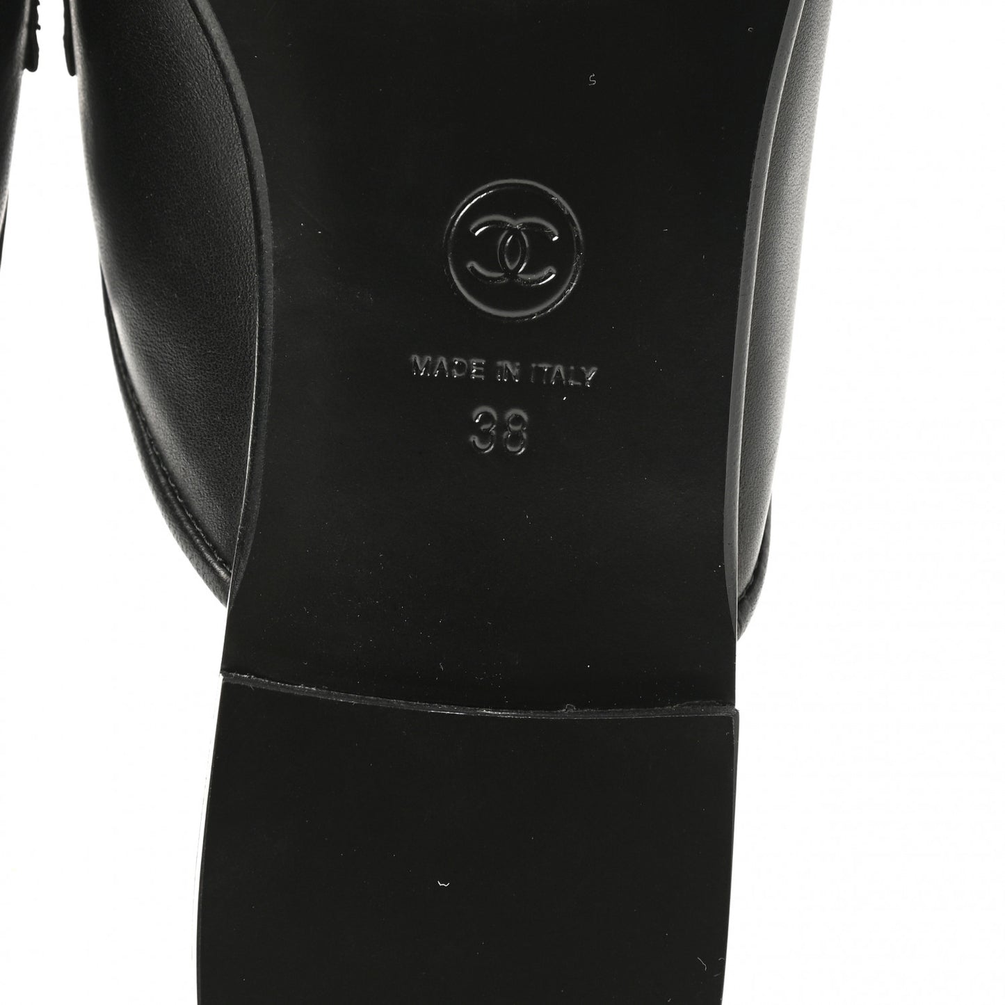 Lambskin Chain CC Mules 38 Black