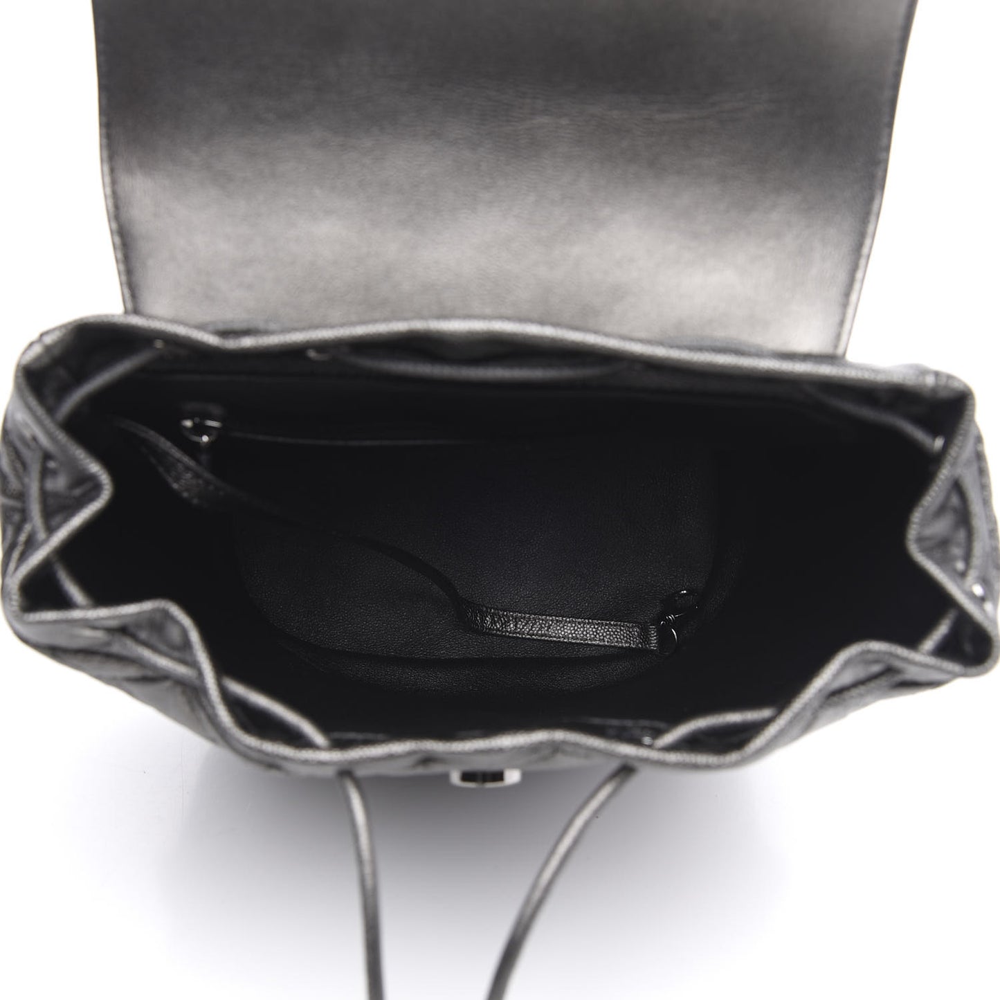 Metallic Caviar Quilted Filigree Backpack Dark Silver