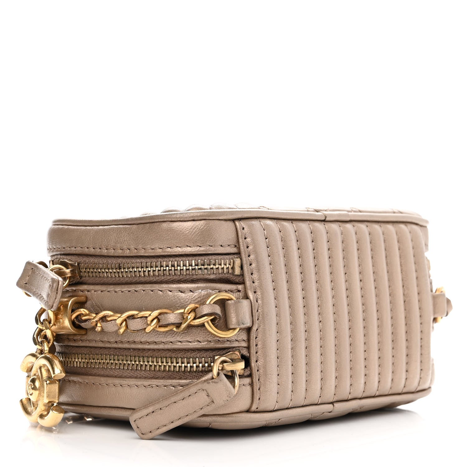 Chanel Metallic Lambskin Mini Coco Boy Camera Case Dark Gold 4 of 12