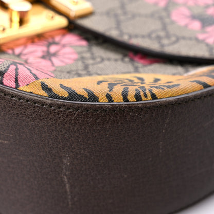 Gucci GG Supreme Monogram Bengal Web Medium Padlock Messenger Shoulder Bag Beige Pink 10 of 28