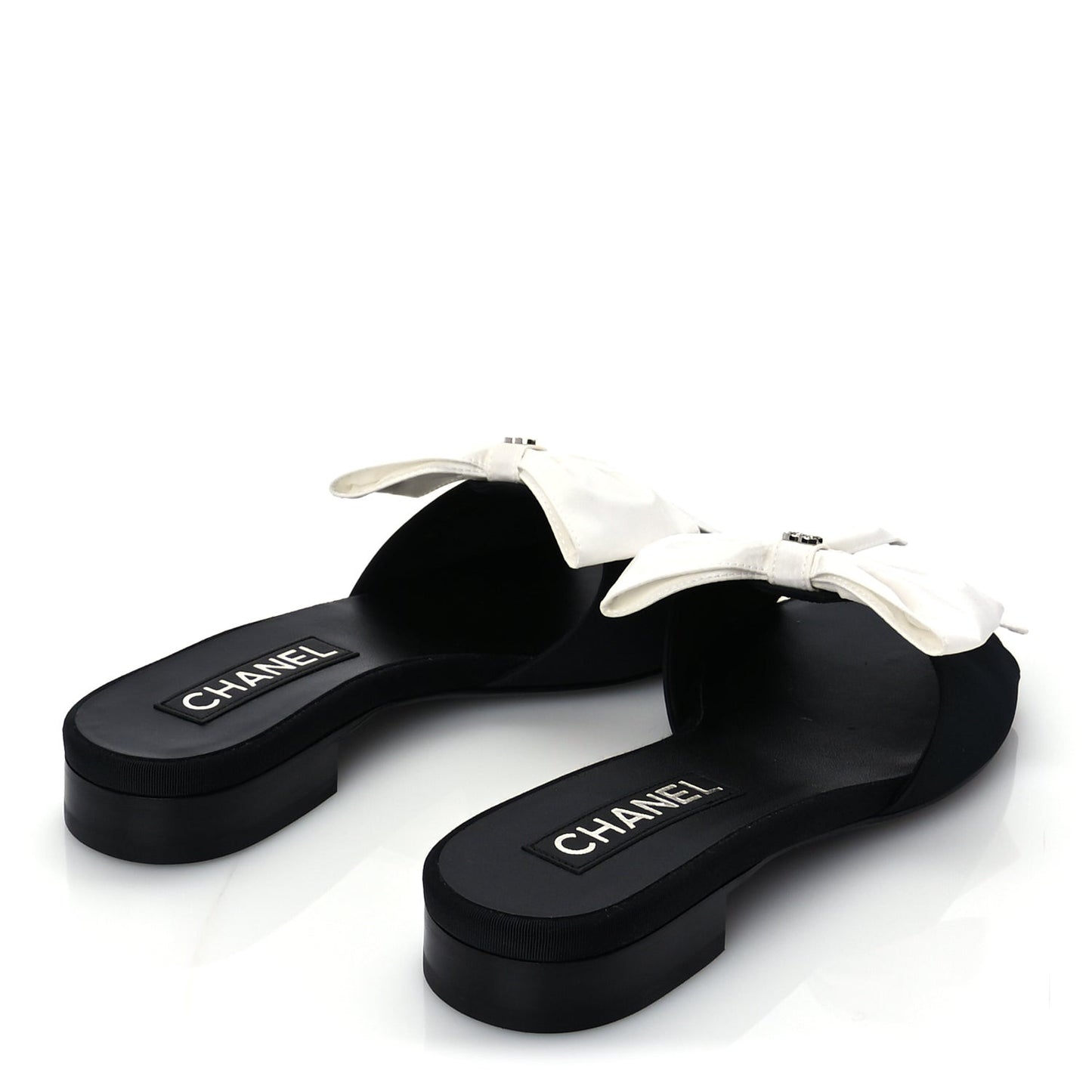 Silk Bow CC Mules 37  Black White