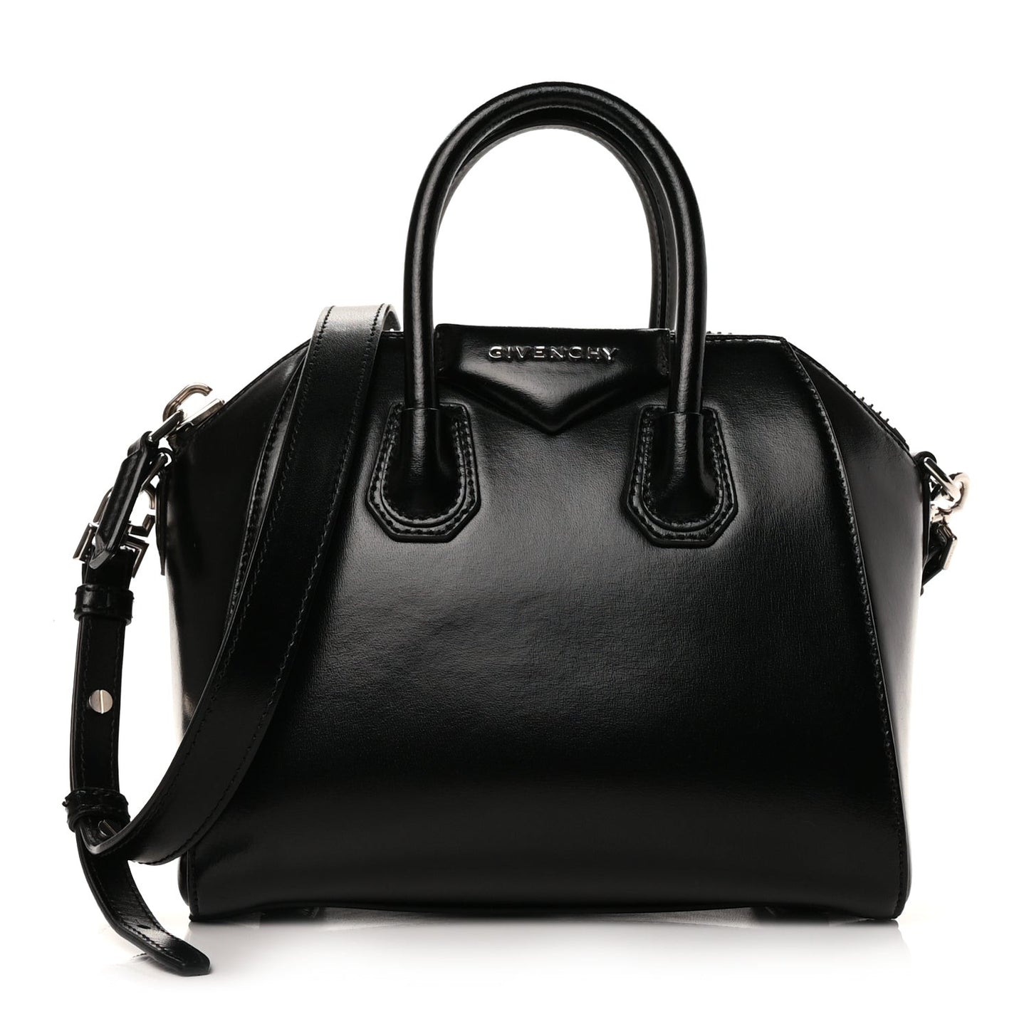Shiny Lord Calfskin Mini Antigona Black