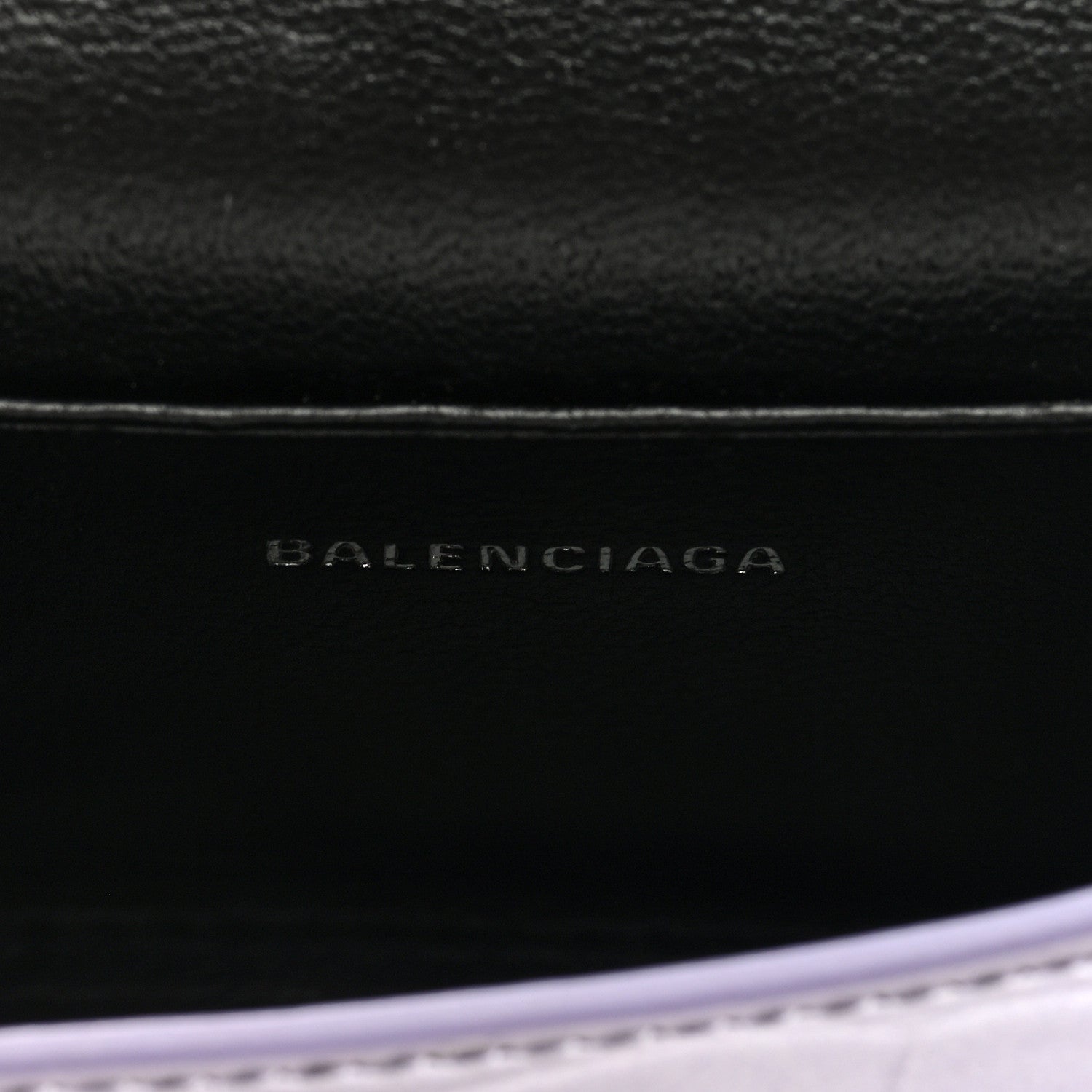 Balenciaga Metallic Calfskin Crocodile Embossed Hourglass Top Handle Bag Mini with Chain Lilac 6 of 8
