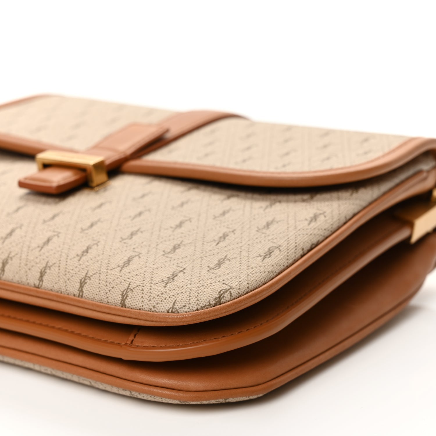 Saint Laurent Canvas All-Over Monogram Small Le Monogramme Satchel Beige Kaki Brown Gold 9 of 11