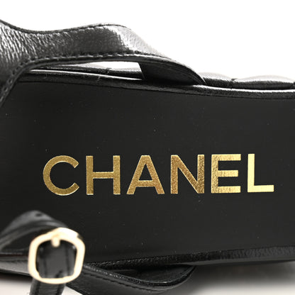 Chanel Shiny Lambskin Quilted Platform Sandals 39 Black 7 of 12