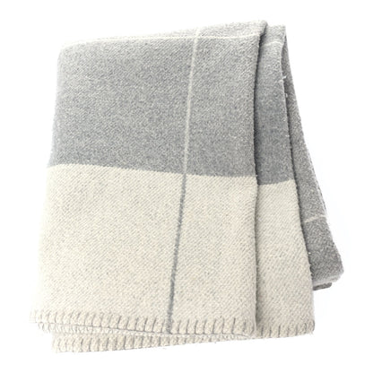 Hermes Wool Cashmere Avalon III Blanket Ecru Gris Clair 2 of 4