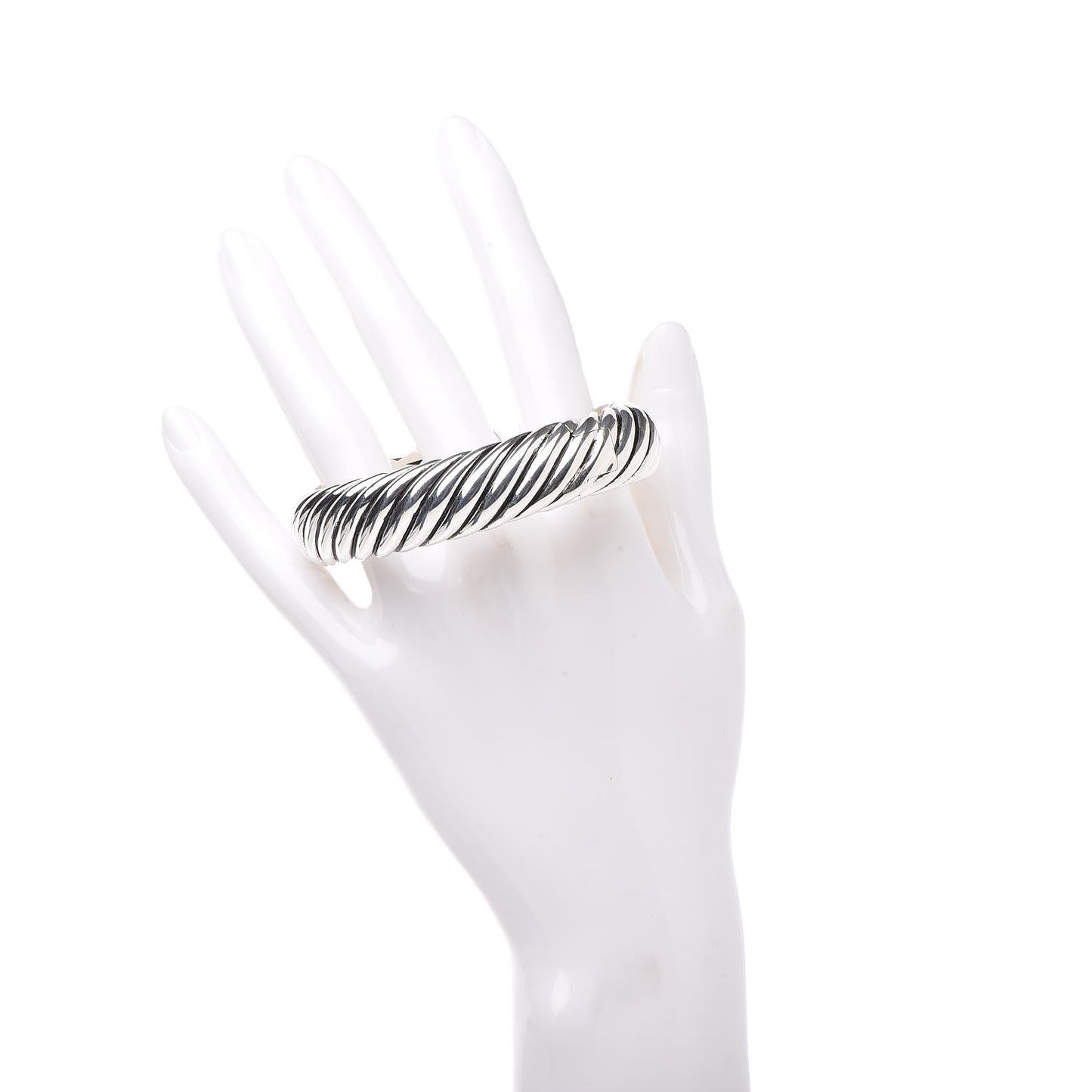 Sterling Silver 18K Yellow Gold 15mm Sculpted Cable Cuff Bracelet