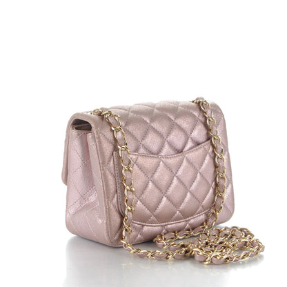 Chanel Metallic Goatskin Quilted Mini Square Flap Pink 3 of 8