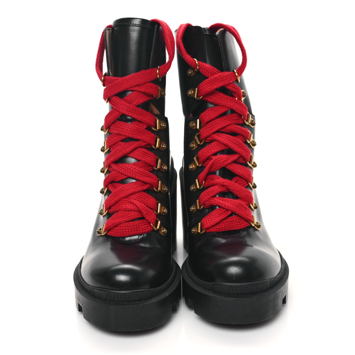 Gucci Magnum Calfskin Pearl Lace Up Combat Ankle Boots 39 Black 2 of 10