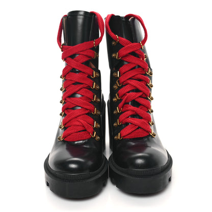 Gucci Magnum Calfskin Pearl Lace Up Combat Ankle Boots 39 Black 2 of 10