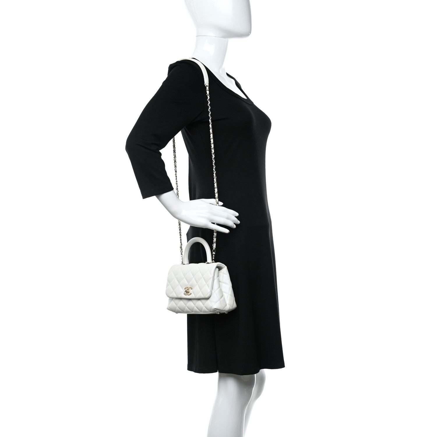 Chanel Iridescent Caviar Quilted Extra Mini Coco Handle Flap White 2 of 11