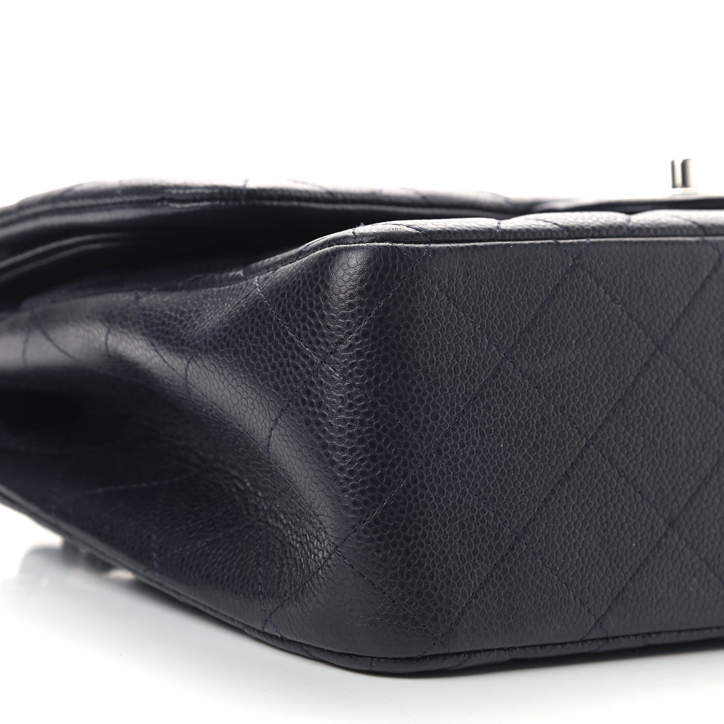 Caviar Quilted Jumbo Double Flap Navy Blue