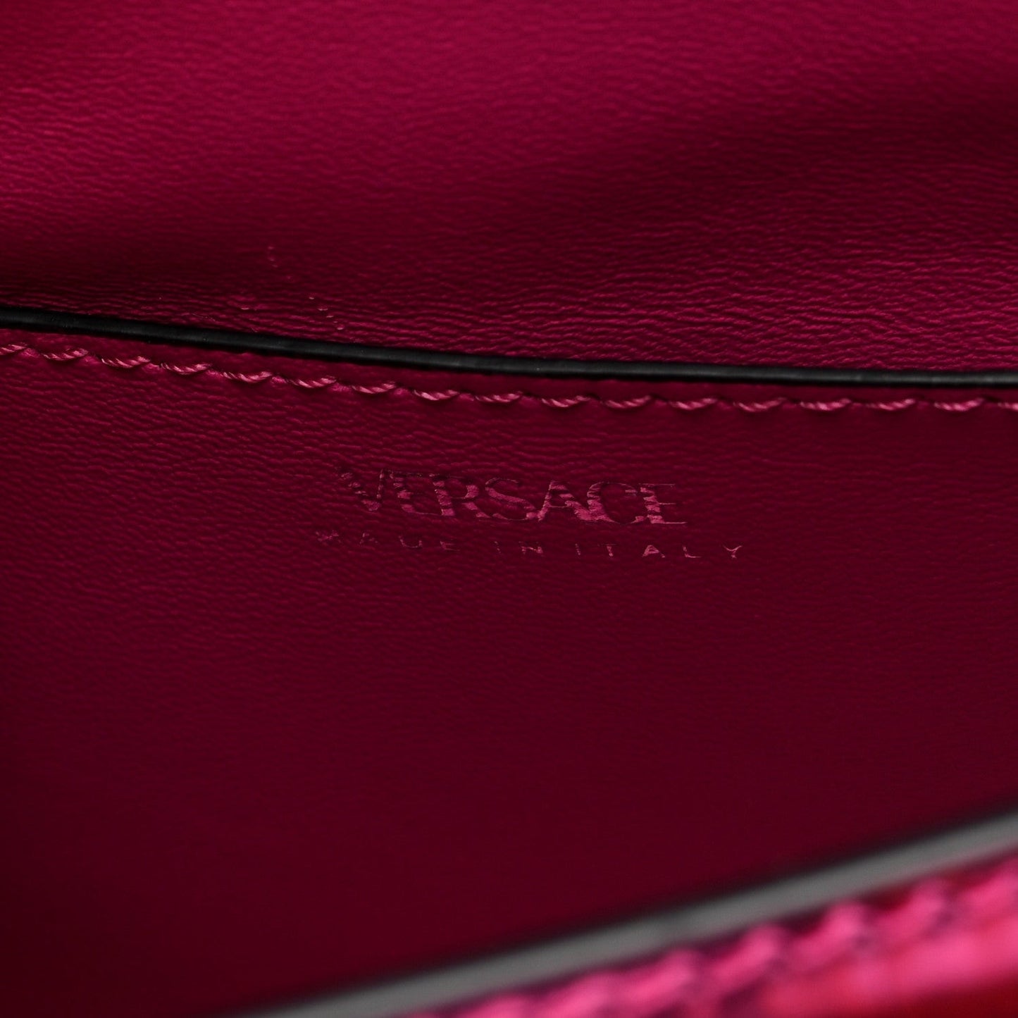 Patent Calfskin Mini La Medusa Chain Top Handle Bag Fuchsia