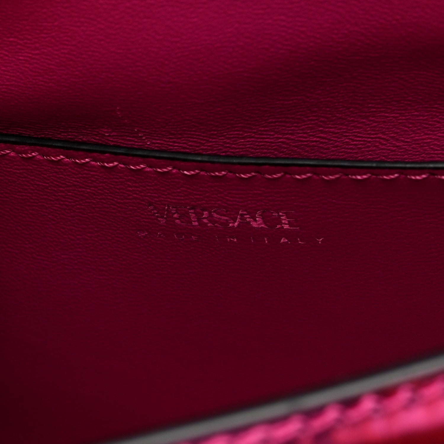 Versace Patent Calfskin Mini La Medusa Chain Top Handle Bag Fuchsia 6 of 7