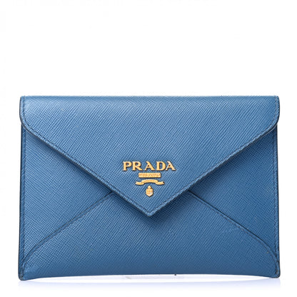 Prada Saffiano Metal Envelope Wallet Blue 1 of 7