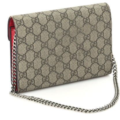 Gucci GG Supreme Monogram Mini Dionysus Chain Wallet Beige Vulcanic Red 2 of 8