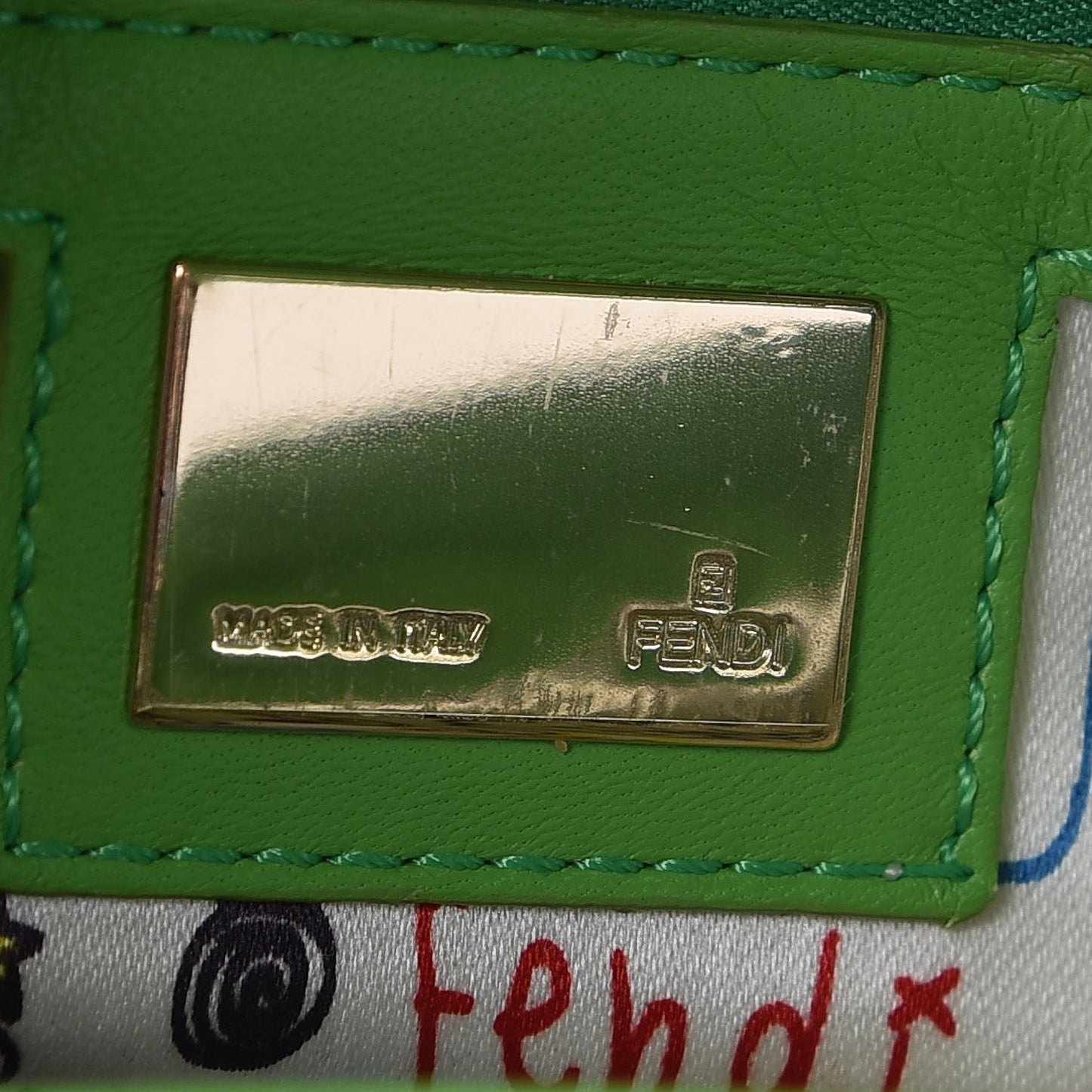 Nappa Logo Embossed Baguette Green