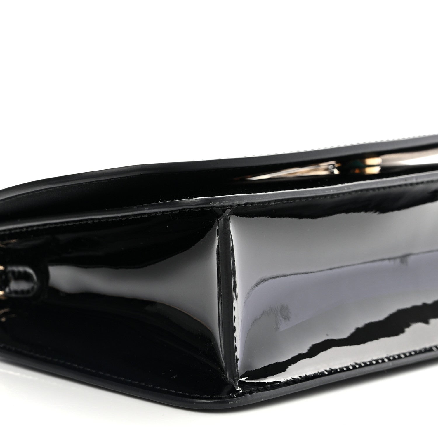 Salvatore Ferragamo Patent Calfskin Mini Vela Flap Bag Black 8 of 9