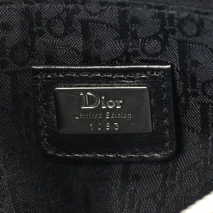 Christian Dior Canvas Stitched Flower Sequins Mini Saddle Pochette Black Red 5 of 8