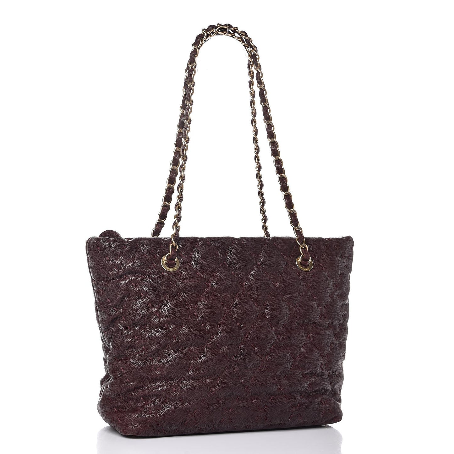 Caviar Stitched Tote Burgundy