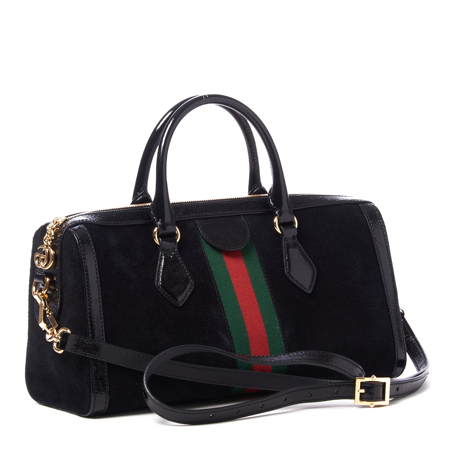 Suede Patent GG Web Medium Ophidia Boston Black