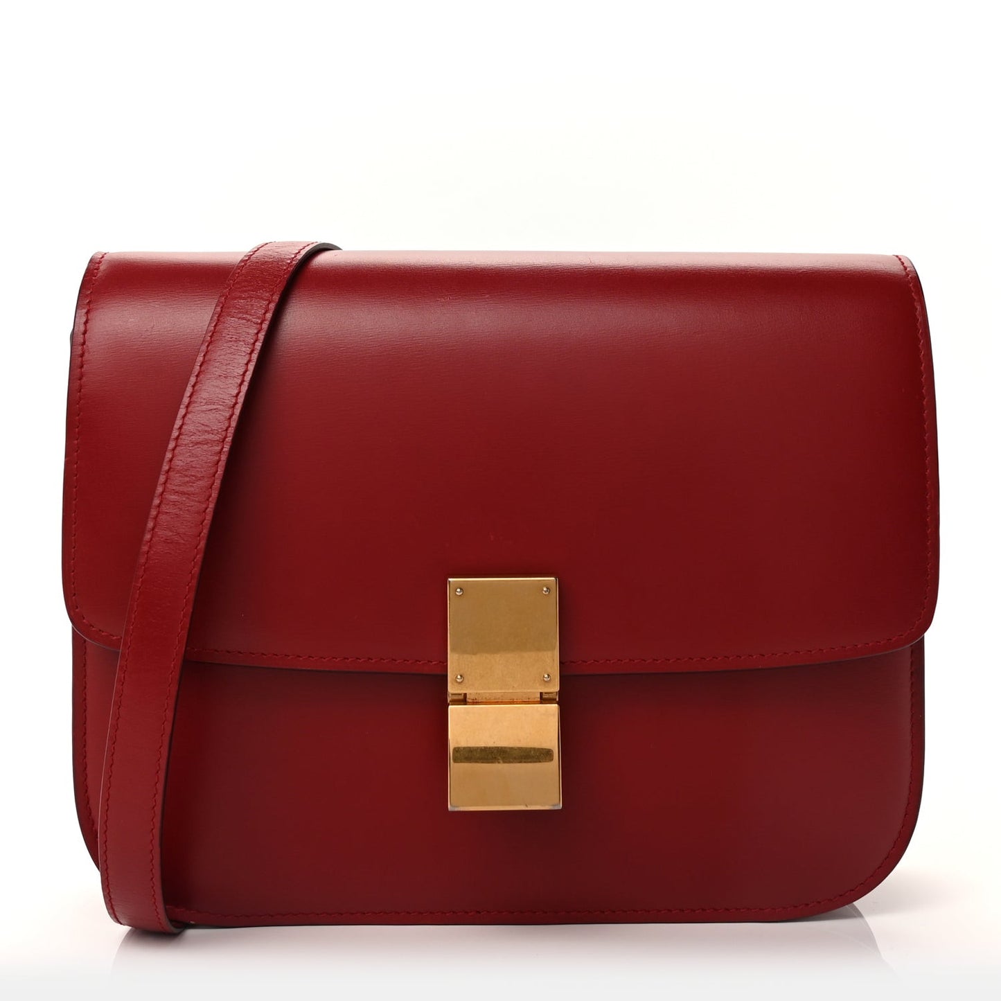 Box Calfskin Medium Classic Box Flap Bag Red