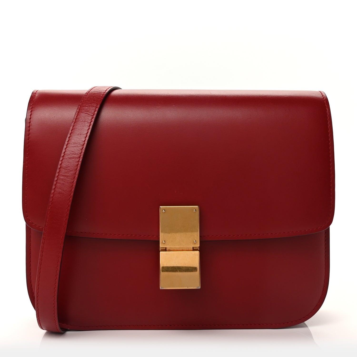 Celine Box Calfskin Medium Classic Box Flap Bag Red 1 of 10