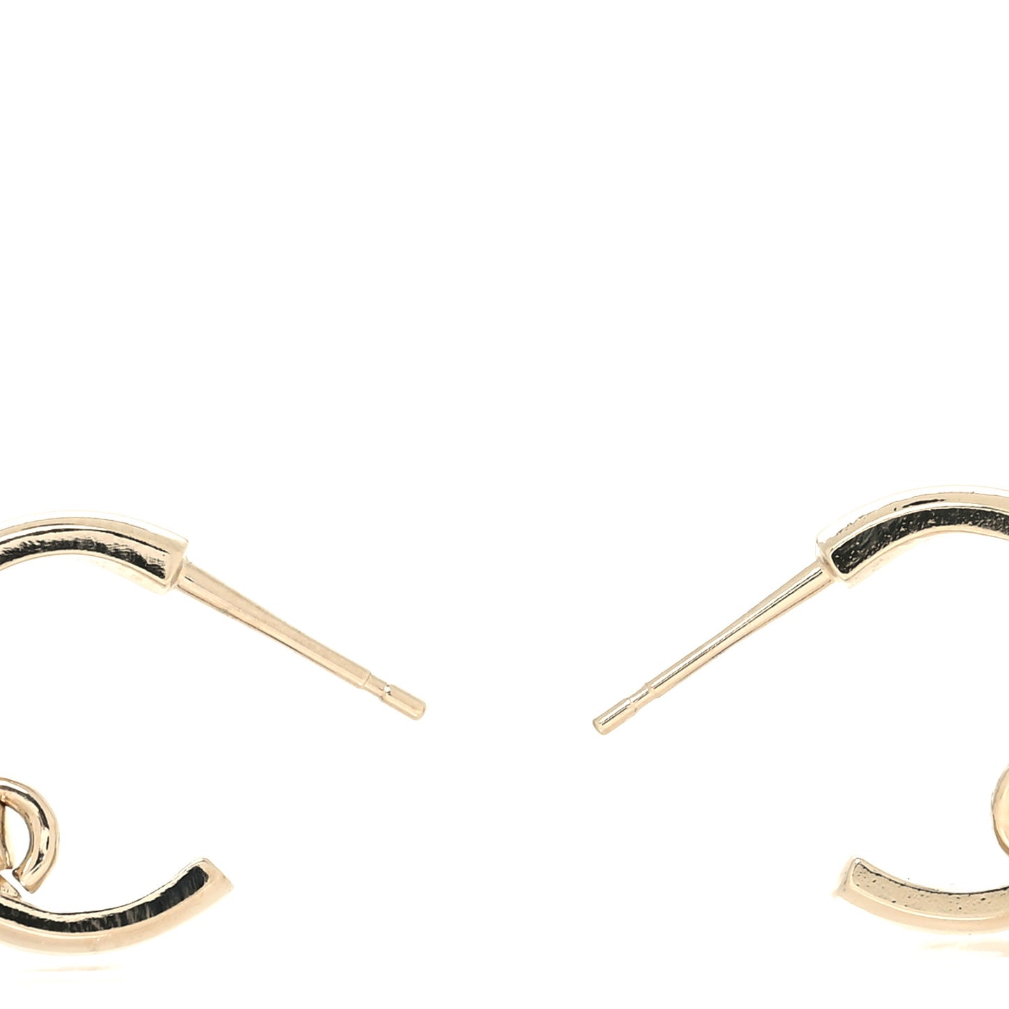 Metal Crystal Studded CC Hoop Drop Earrings Gold