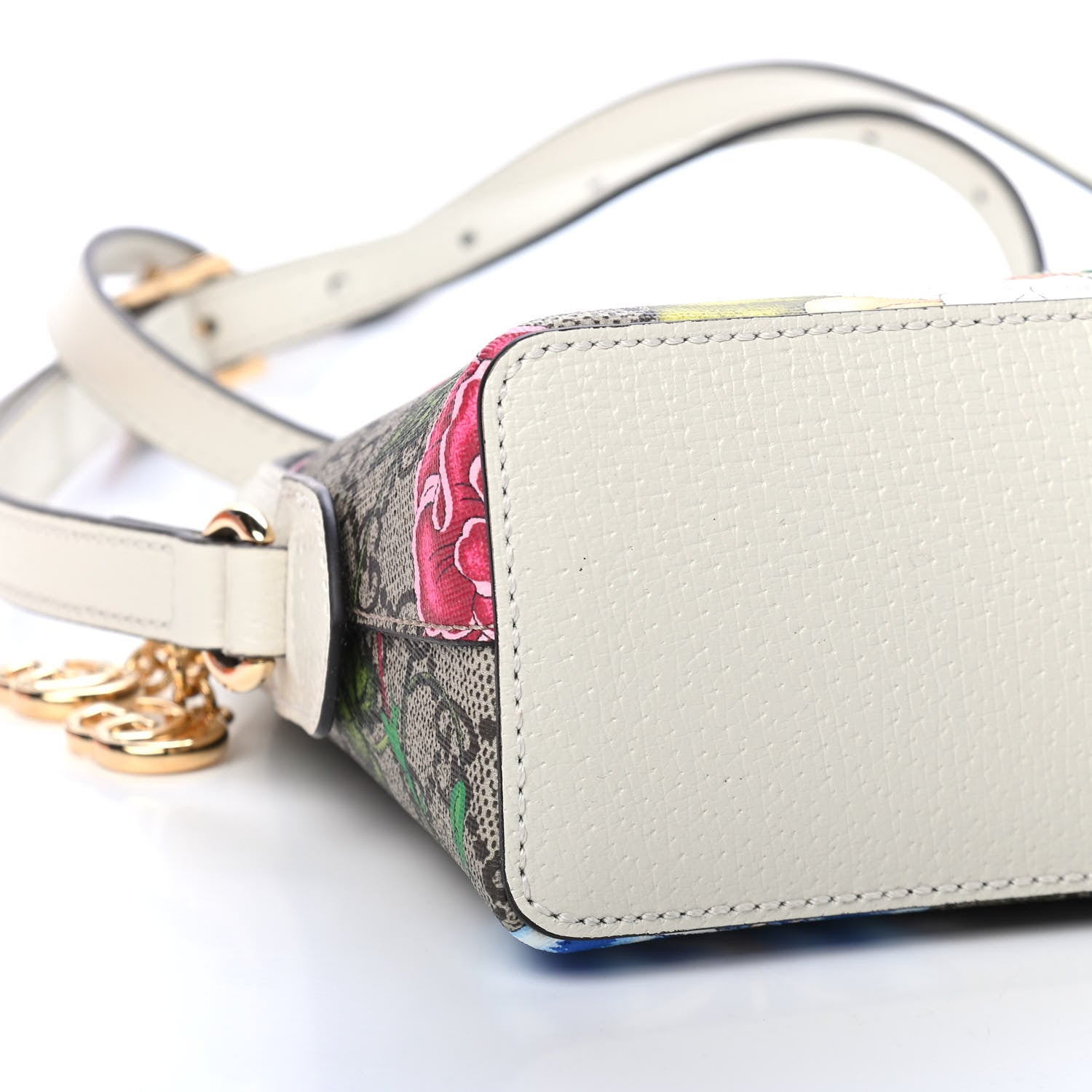 Gucci GG Supreme Monogram Flora Web GG Small Ophidia Dome Shoulder Bag White 8 of 9