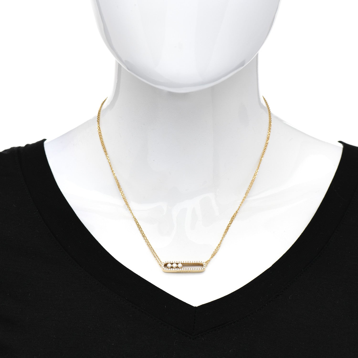 Messika 18K Yellow Gold Diamond Move Double Chain Pave Necklace 2 of 4